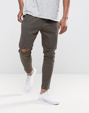 Just Junkies Joggers With Knee Rips - Black
