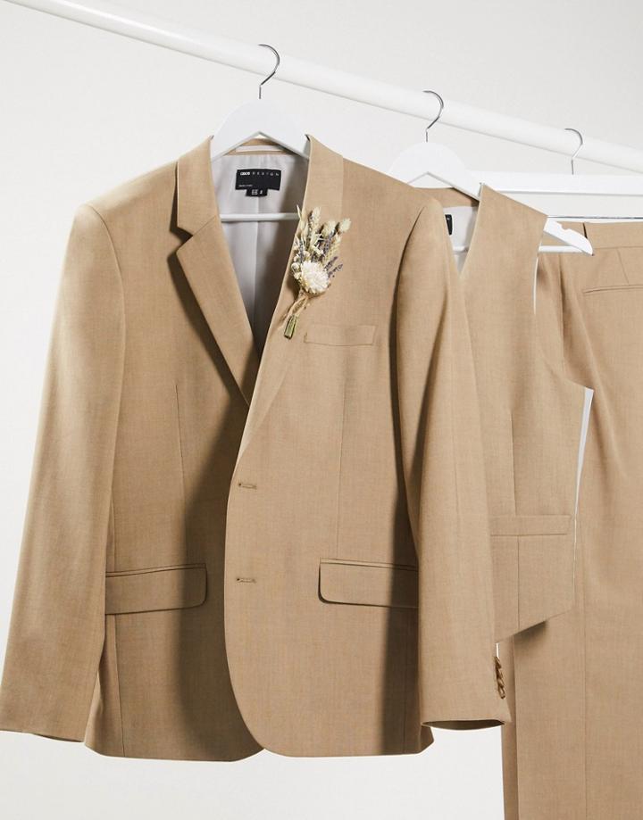 Asos Design Slim Suit Jacket In Camel Twist-neutral