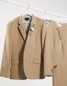Asos Design Slim Suit Jacket In Camel Twist-neutral