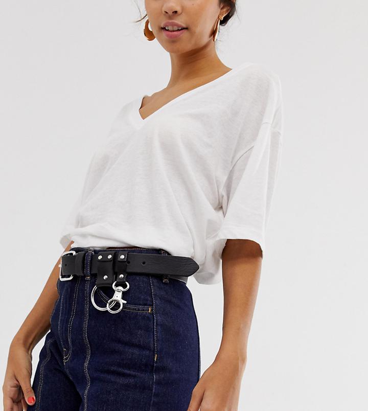 Weekday Leather Buckle Belt In Black