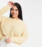 M Lounge Curve Relaxed Sweater In Cable Knit-neutral