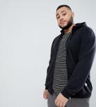 Badrhino Plus Zip Through Hoodie With Pocket Logo In Black - Black