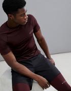 Asos 4505 Muscle T-shirt With Quick Dry In Burgundy - Red