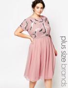 Lovedrobe Embellished Prom Skater Dress With Plunge Back - Pink