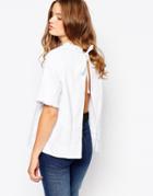 Waven Jessika Open Back Denim Top - White