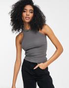 Dr Denim Amelie Racer Front Tank Top In Gray-pink