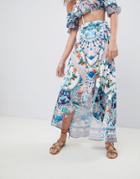 Kiss The Sky Maxi Wrap Skirt In Festival Print Two-piece - Multi