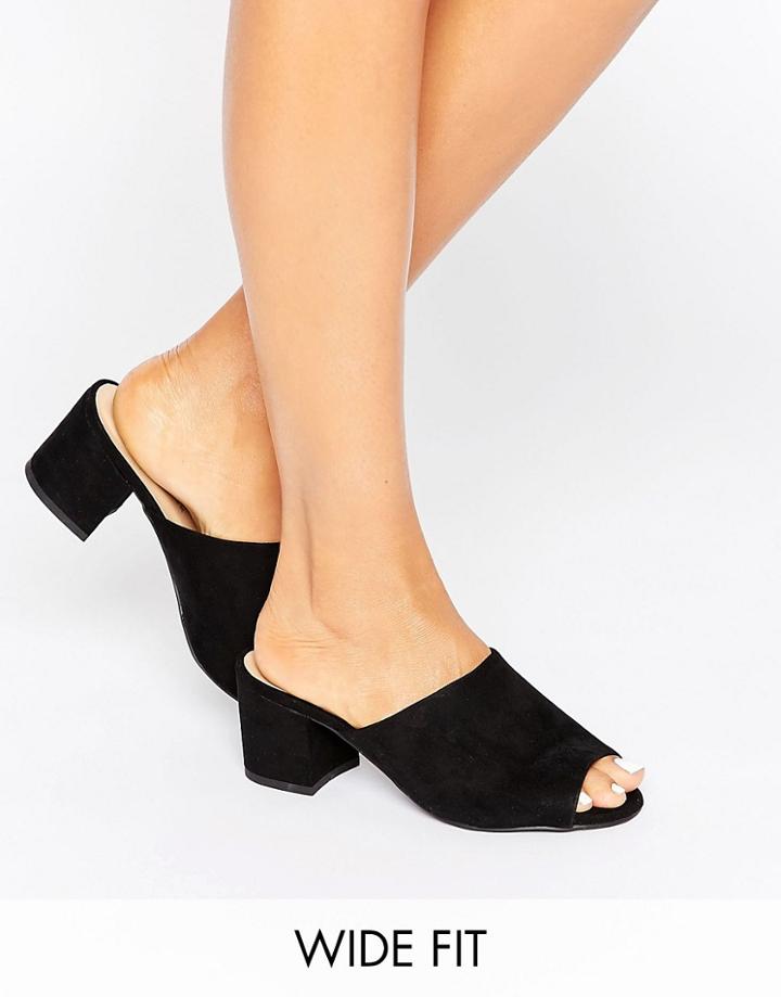 New Look Wide Fit Suedette Heeled Mule - Black