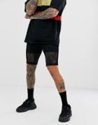 Asos Design Short Meggings In Black Mesh - Black