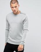 Jack & Jones Zipped Shoulder Detail Sweater - Gray