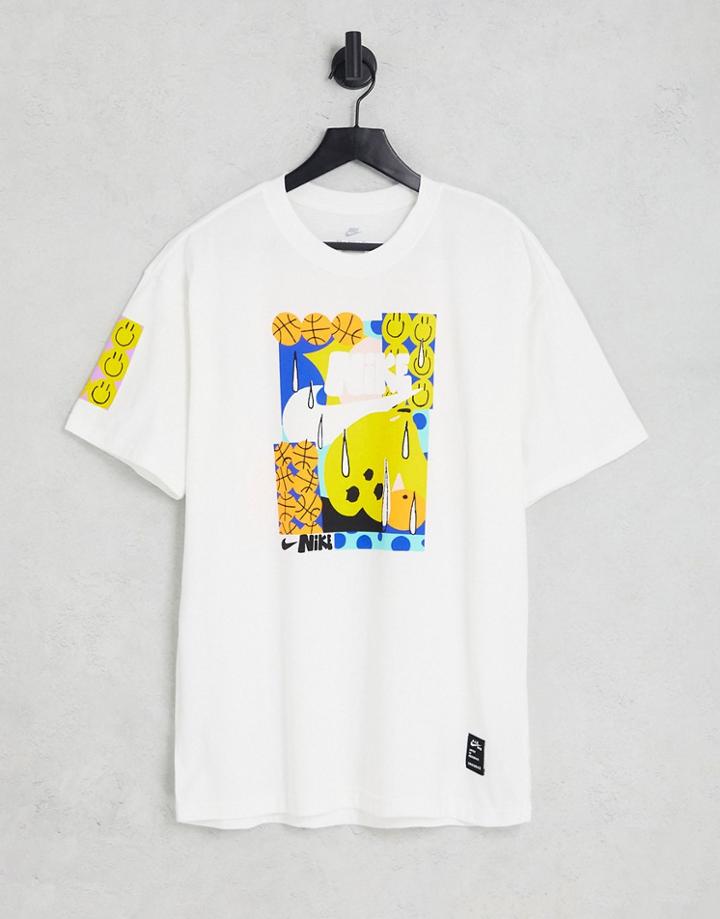 Nike A.i.r. X David Bruce Oversized Heavyweight Printed T-shirt In White