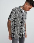 Asos Design Regular Fit Geo-tribal Print Shirt-green