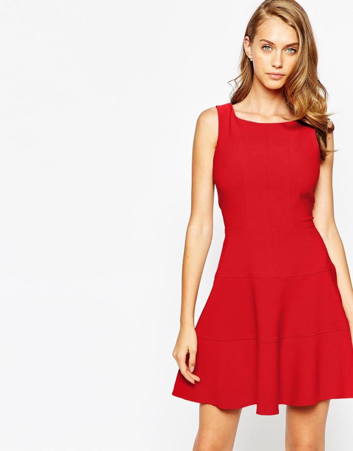 Closet Paneled Skater Dress - Red
