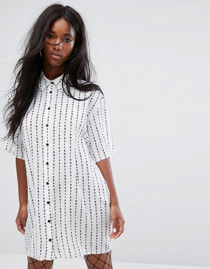 The Ragged Priest Not Sorry Shirt Dress - White
