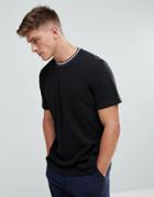 Kiomi Pique T-shirt With Contrast Collar In Black - Black