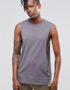 Asos Sleeveless T-shirt With Extreme Dropped Armhole In Purple - Purple