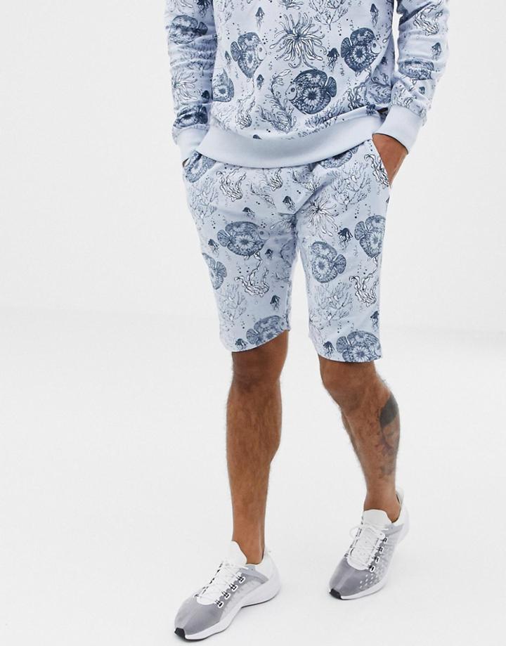 Soul Star Two-piece Printed Jersey Shorts-gray