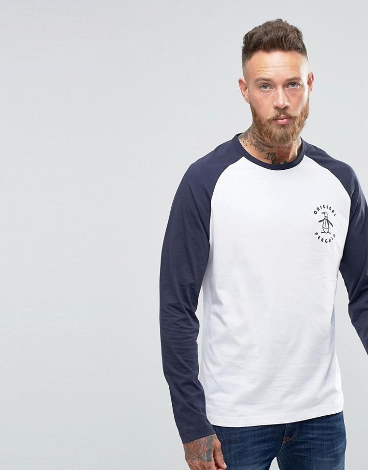 Original Penguin Baseball Long Sleeve T-shirt - White