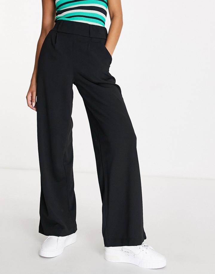 Jdy Linenlo Tailored Wide Leg Pants In Black