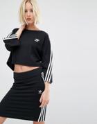 Adidas Originals Three Stripe Cropped T-shirt - Black