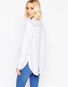 Asos Sheer And Solid Shirt With Open Back - White