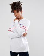 Asos Longline Long Sleeve T-shirt With Society Embroidery - White