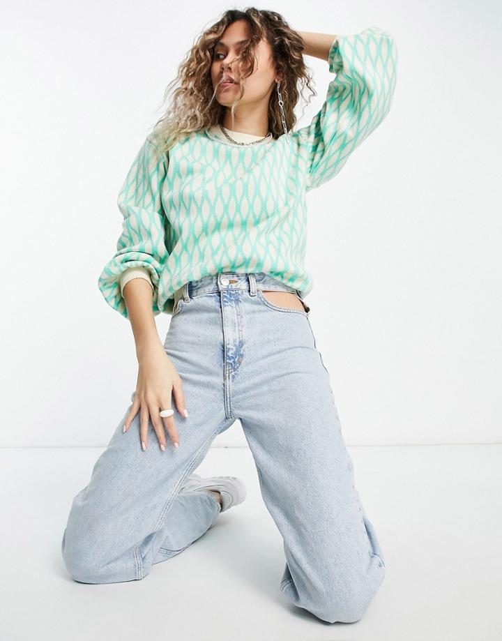 Heartbreak Oversized Sweater In Sage Honeycomb-purple