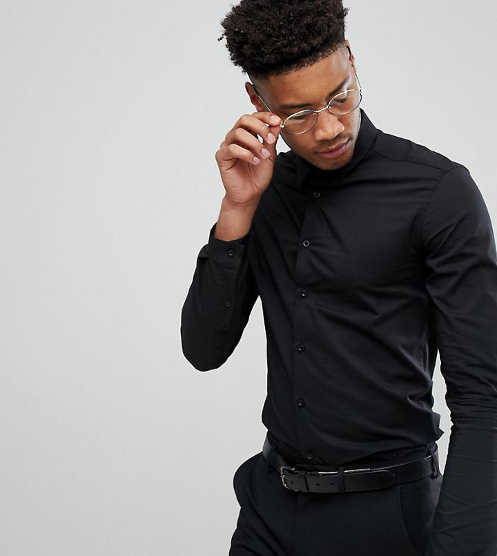 Noose & Monkey Tall Super Skinny Smart Shirt - Black