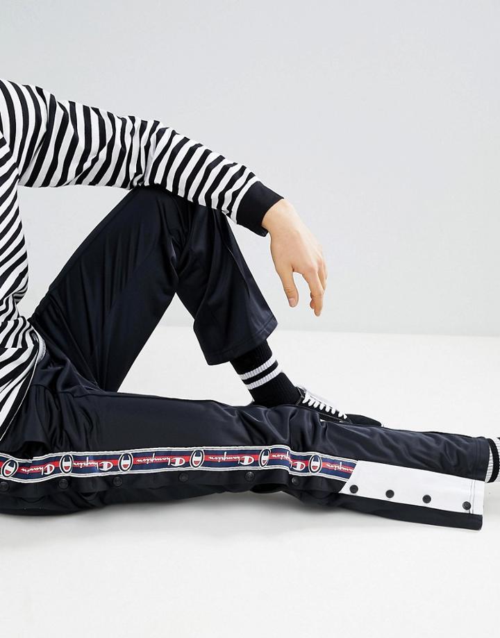 Champion Poly Tricot Popper Track Joggers In Black - Black