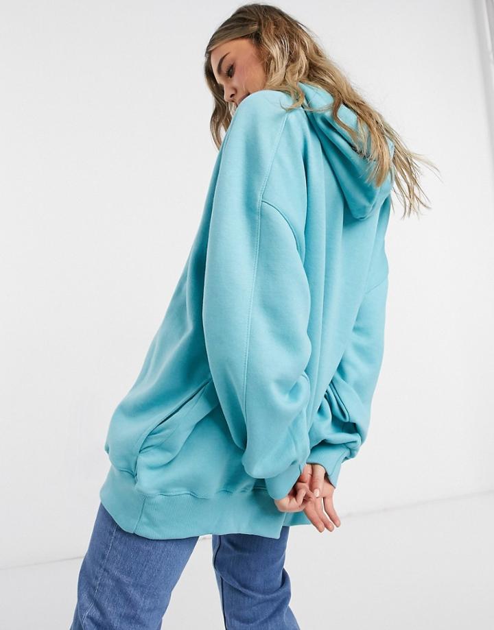 Bershka Oversized Hoodie In Teal-blue