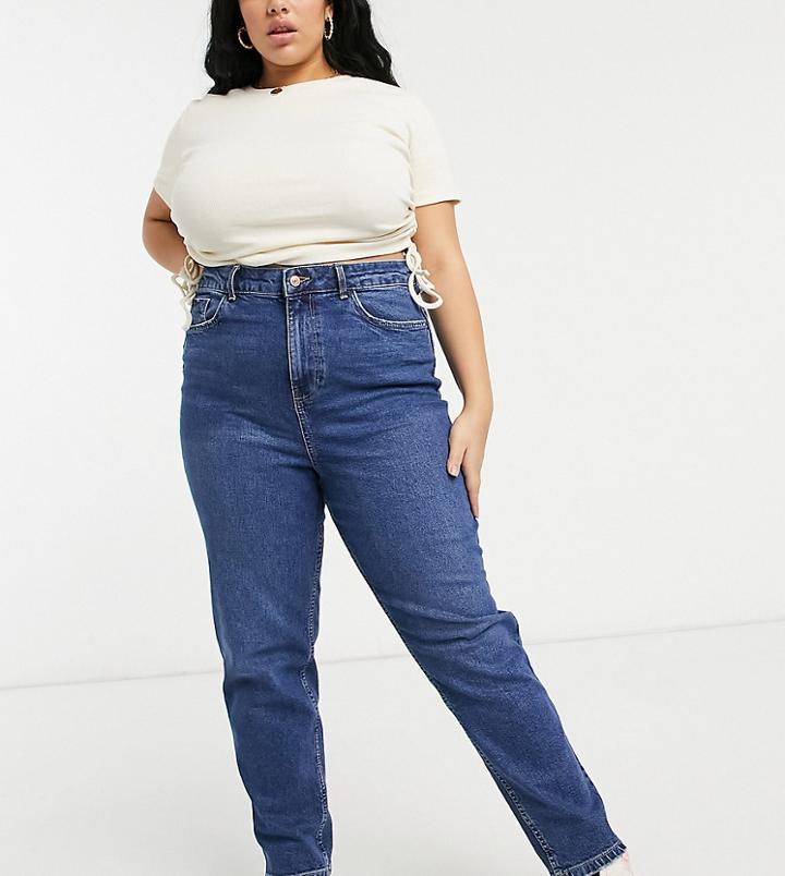 New Look Curve Waist Enhance Mom Jean In Indigo-blues