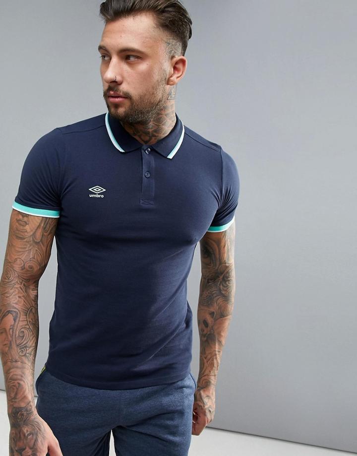 Umbro Tipped Pique Polo In Navy - Navy