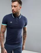 Umbro Tipped Pique Polo In Navy - Navy