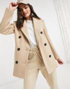 River Island Boxy Boyfriend Wool Blazer In Camel-brown