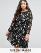 Koko Plus Midi Dress In Floral Print - Black