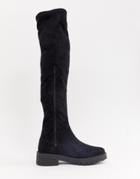 Office Knuckles Flat Over The Knee Boot - Black