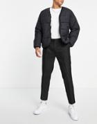 Topman Pronouced Twill Tapered Pants In Black