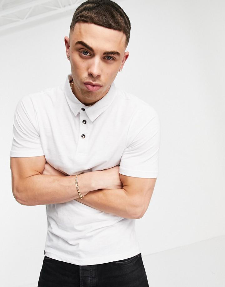 Le Breve Muscle Fit Polo In White