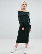 Asos Design Two-piece Midi Skirt In Fluffy Yarn - Green