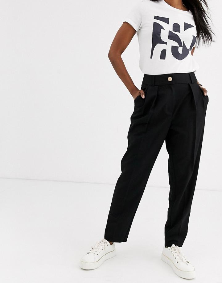 River Island Peg Pants In Black