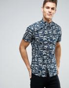 Produkt Short Sleeve Shirt With All Over Print - Navy