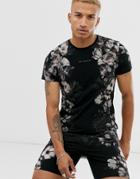 Religion Two-piece T-shirt With Floral Side Print In Black - Black