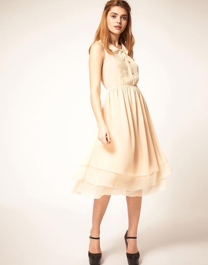Asos Midi Dress With Peterpan Collar - Green