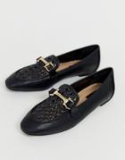 Miss Selfridge Loafers With Woven Front In Black - Black