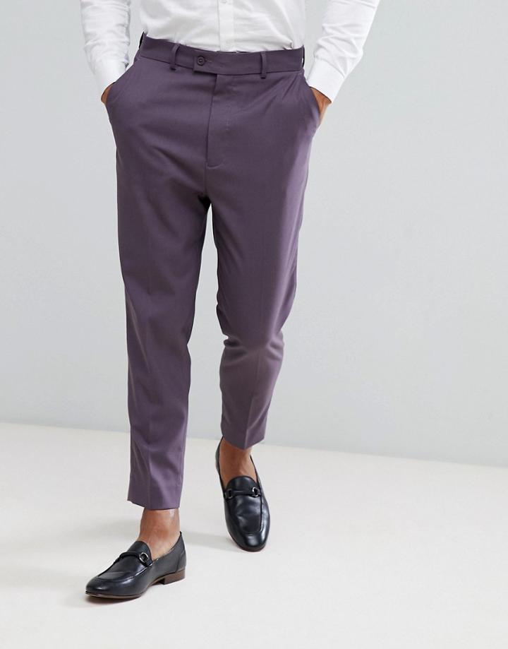 Asos Tapered Smart Pants In Dark Mauve - Purple