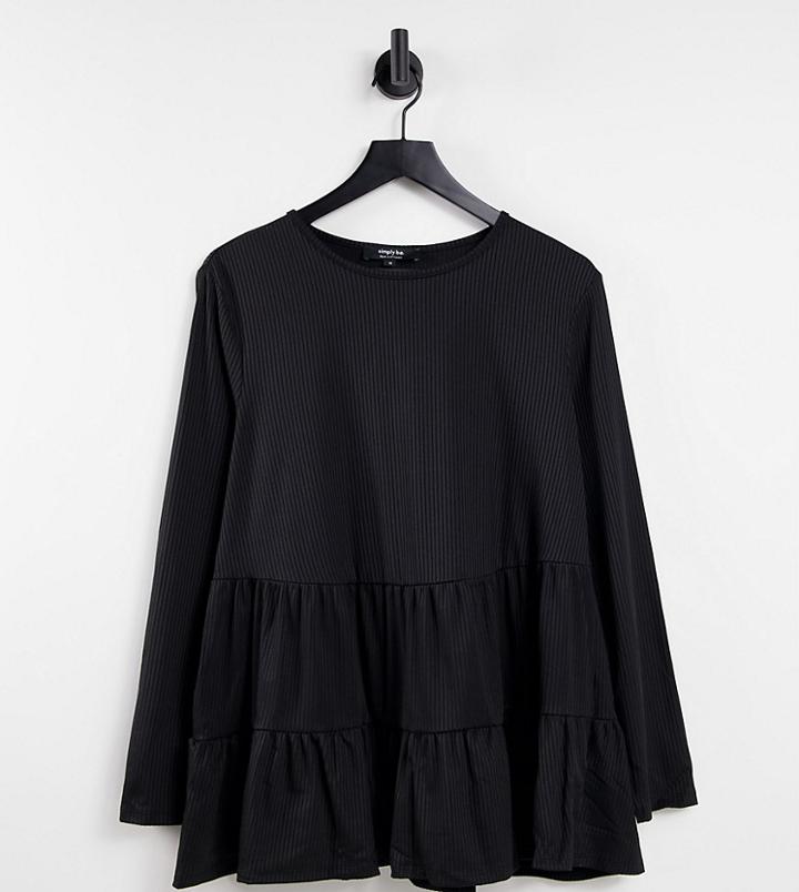 Simply Be Long Sleeve T-shirt In Black