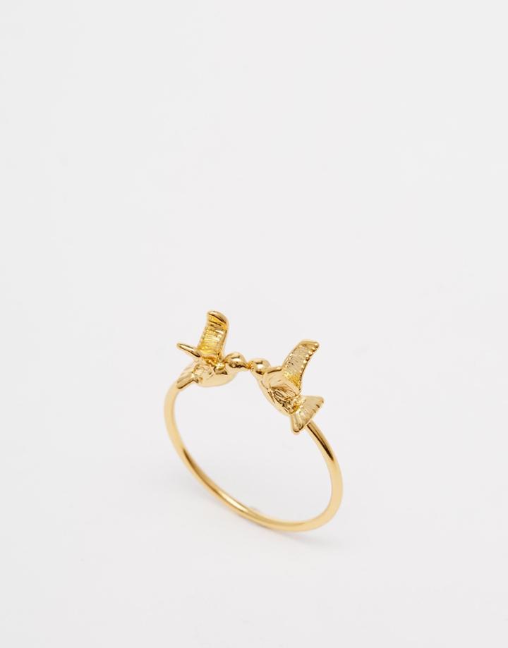 Orelia Open Swallow Ring - Pale Gold