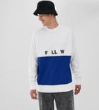 Collusion Tall Mixed Fabric Printed Sweatshirt In Blue And White - Blue