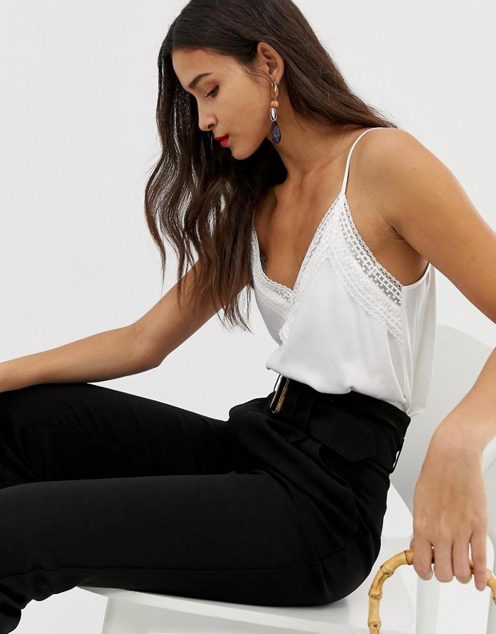 Stradivarius Lace Trim Cami In White - White