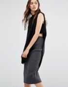 Paisie Fluffy Tunic With Side Cut Outs - Black